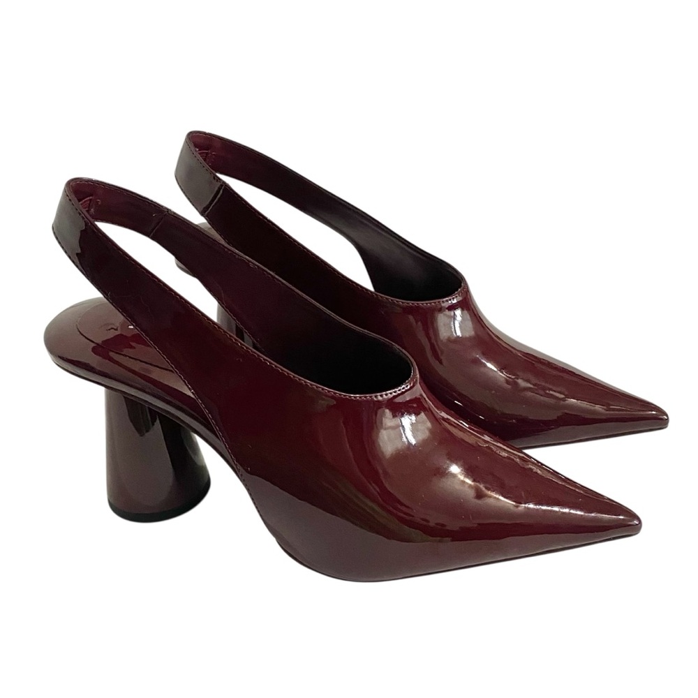 JW PEI New Vivovr Burgundy Heel Slingback Pumps Size 8 - Picture 6 of 14